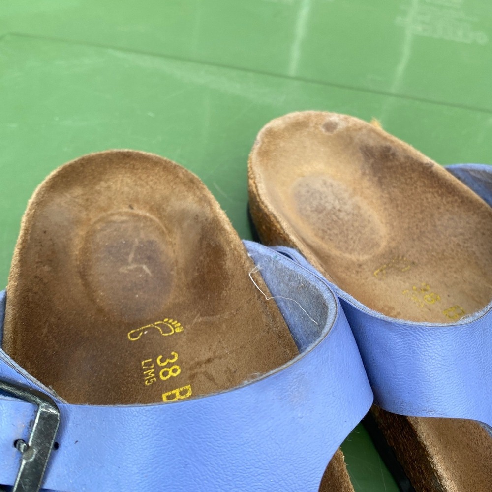 Birkenstock Gizeh Periwinkle Blue Thong Sandals Cork Footbed Womens 38 L7 M5 - Picture 8 of 9